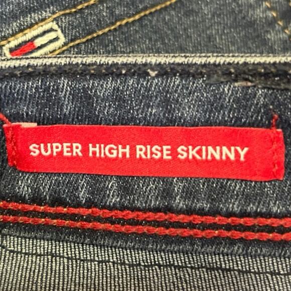 Tommy Hilfiger Women's Blue Super High Rise Skinny Medium Wash Denim Jeans 29/30 - Picture 5 of 6